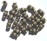 20 13x8mm Antique Gold Fancy Pleated Oval Beads (4mm Hole)